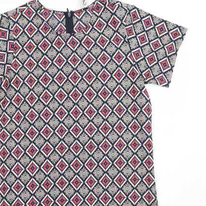 Influence Womens Blue Geometric  A-Line  Size 8