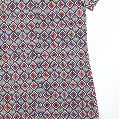 Influence Womens Blue Geometric  A-Line  Size 8