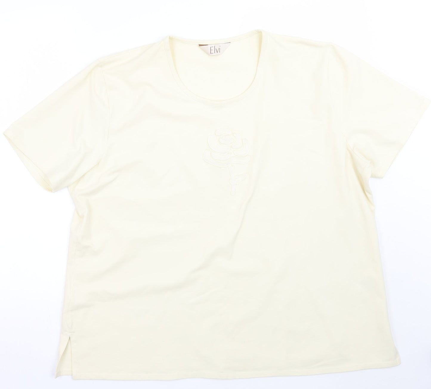 Womens UK Size XL ELVI Beige Basic T-Shirt