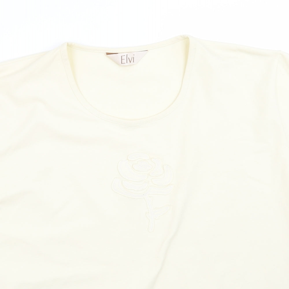 Womens UK Size XL ELVI Beige Basic T-Shirt