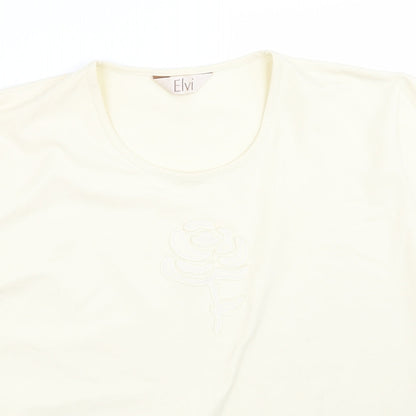 Womens UK Size XL ELVI Beige Basic T-Shirt