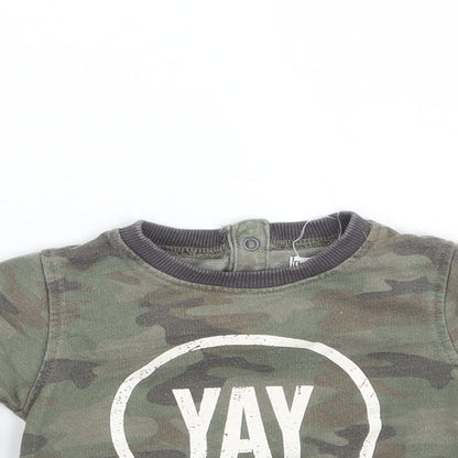 Babaluno Boys Green Camouflage  Pullover Jumper Size 12-18 Months