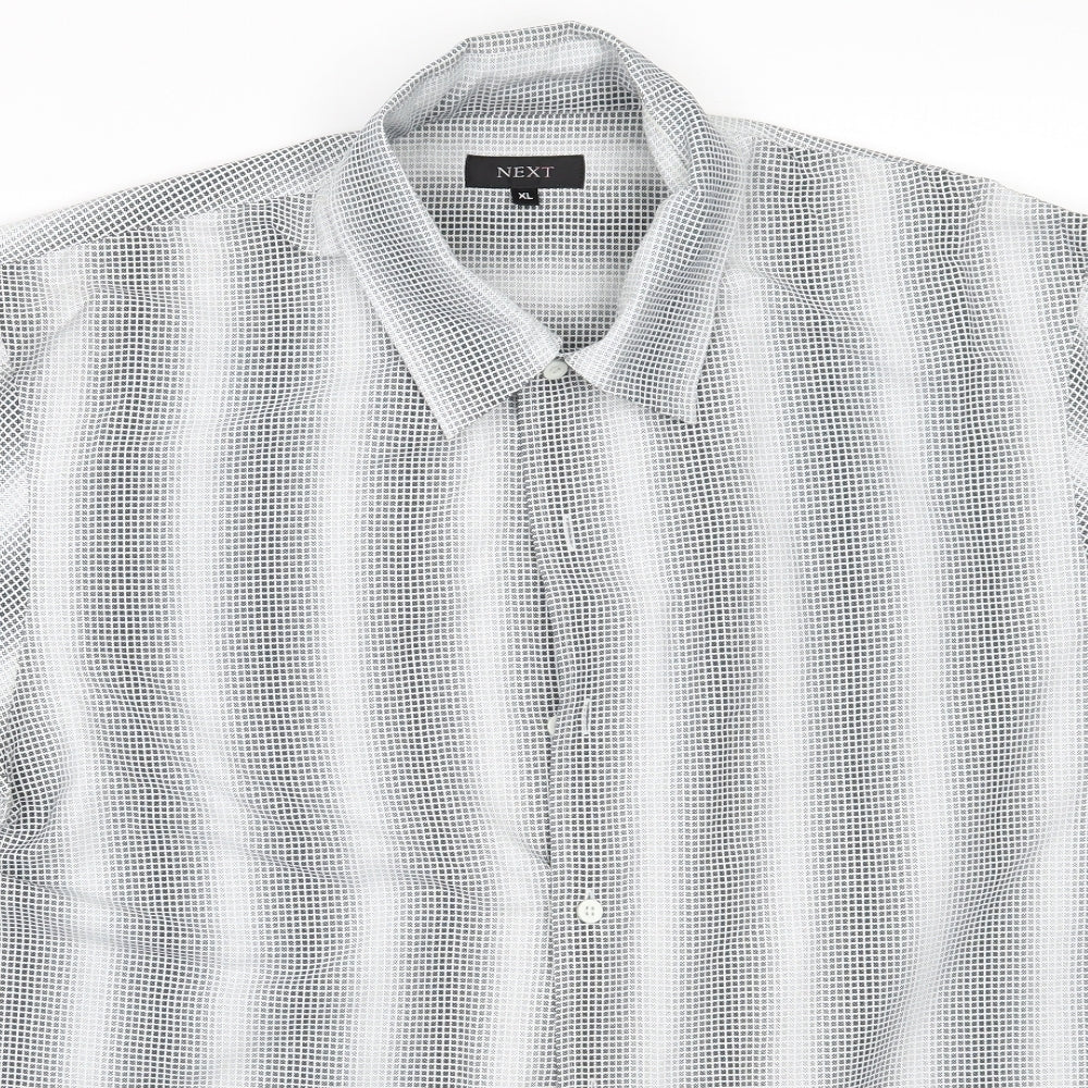 Mens UK Size XL NEXT White  Button-Up Short Sleeve Casual Shirt