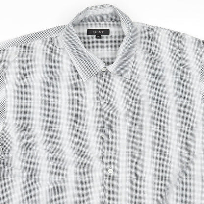 Mens UK Size XL NEXT White  Button-Up Short Sleeve Casual Shirt