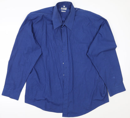 Mens UK Size 18 Copper stone Blue  Button-Up Long Sleeve Casual Shirt