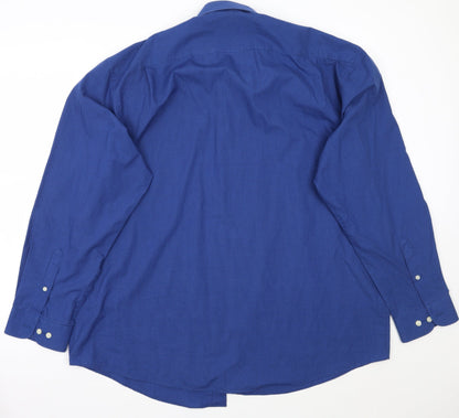 Mens UK Size 18 Copper stone Blue  Button-Up Long Sleeve Casual Shirt