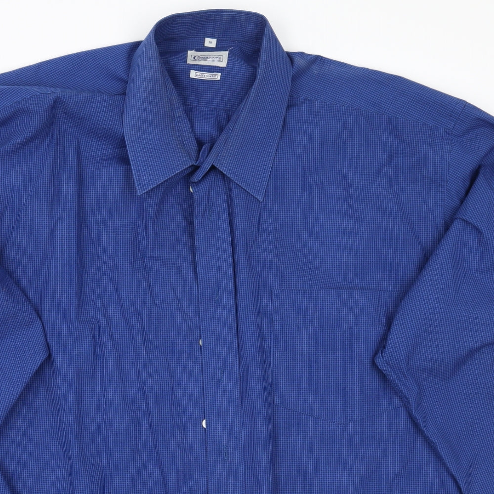 Mens UK Size 18 Copper stone Blue  Button-Up Long Sleeve Casual Shirt