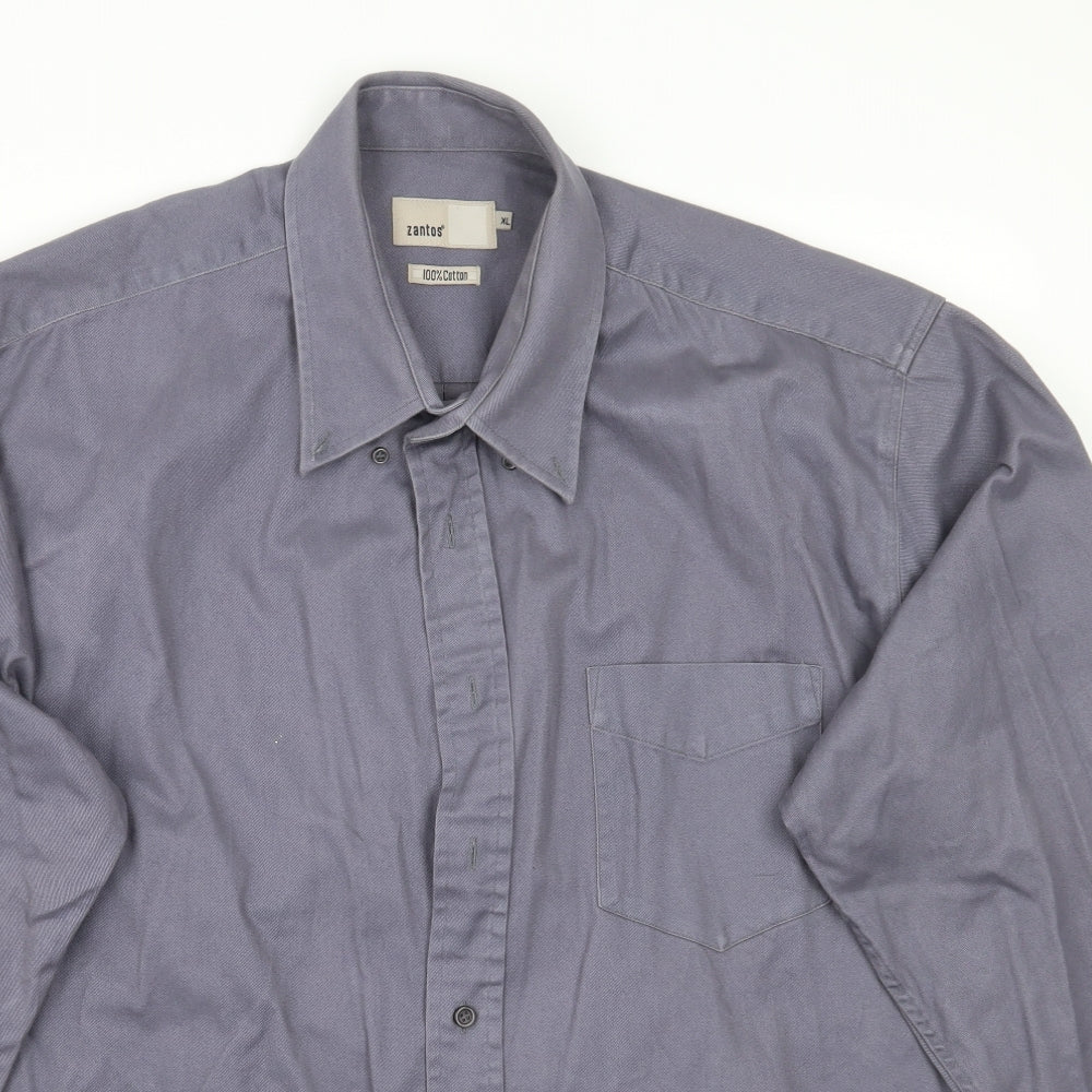 Zantos Mens Grey    Button-Up Size XL