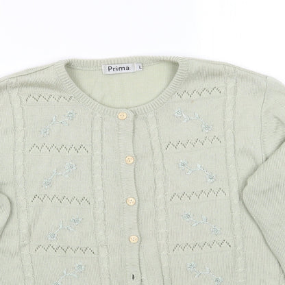 Prima Womens Green   Cardigan Jumper Size L
