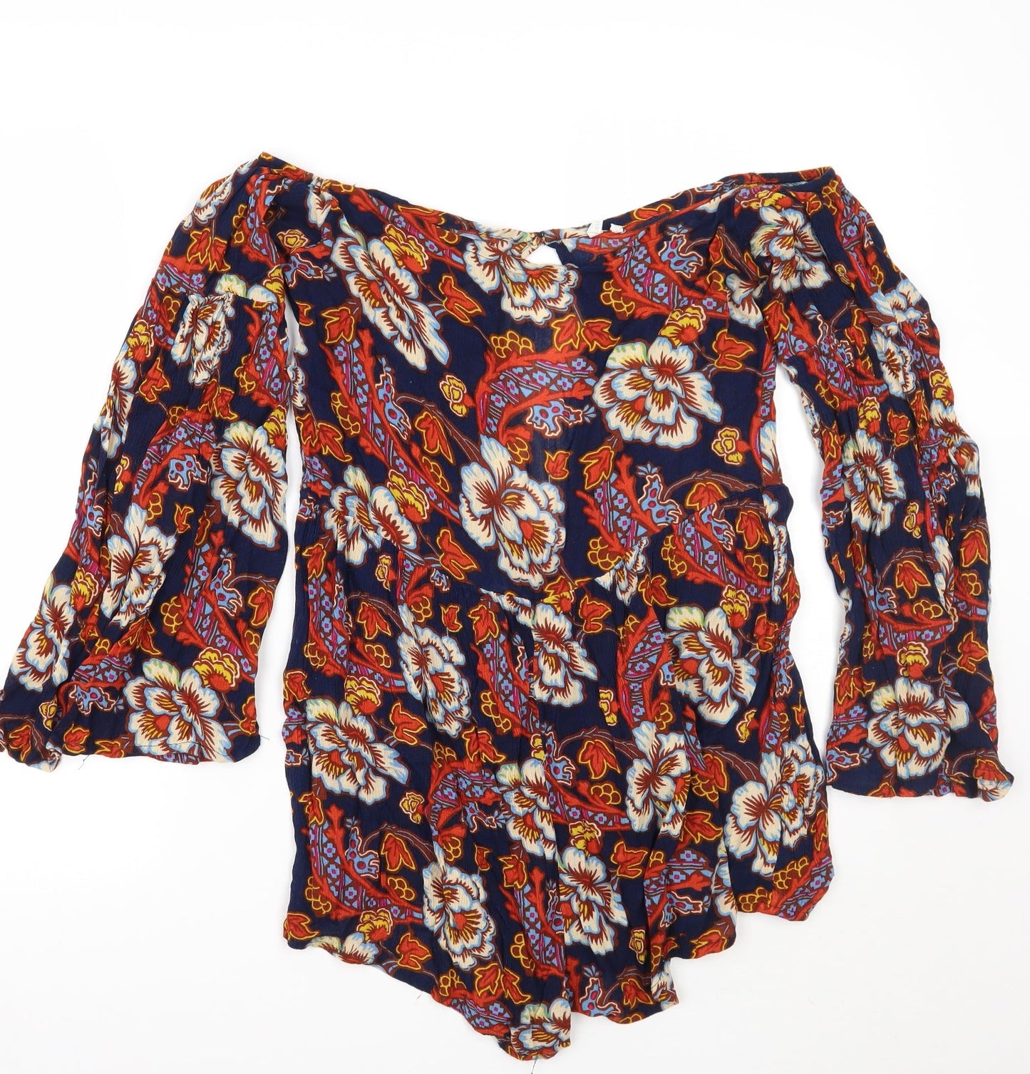 Out From Under Womens Blue Floral  Playsuit One-Piece Size S