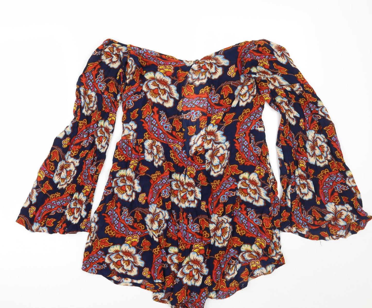 Out From Under Womens Blue Floral  Playsuit One-Piece Size S