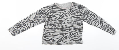 TU Girls Black Animal Print  Basic T-Shirt Size 10 Years