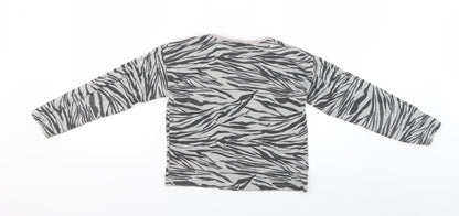TU Girls Black Animal Print  Basic T-Shirt Size 10 Years