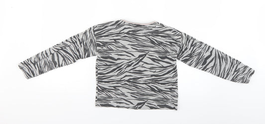 TU Girls Black Animal Print  Basic T-Shirt Size 10 Years