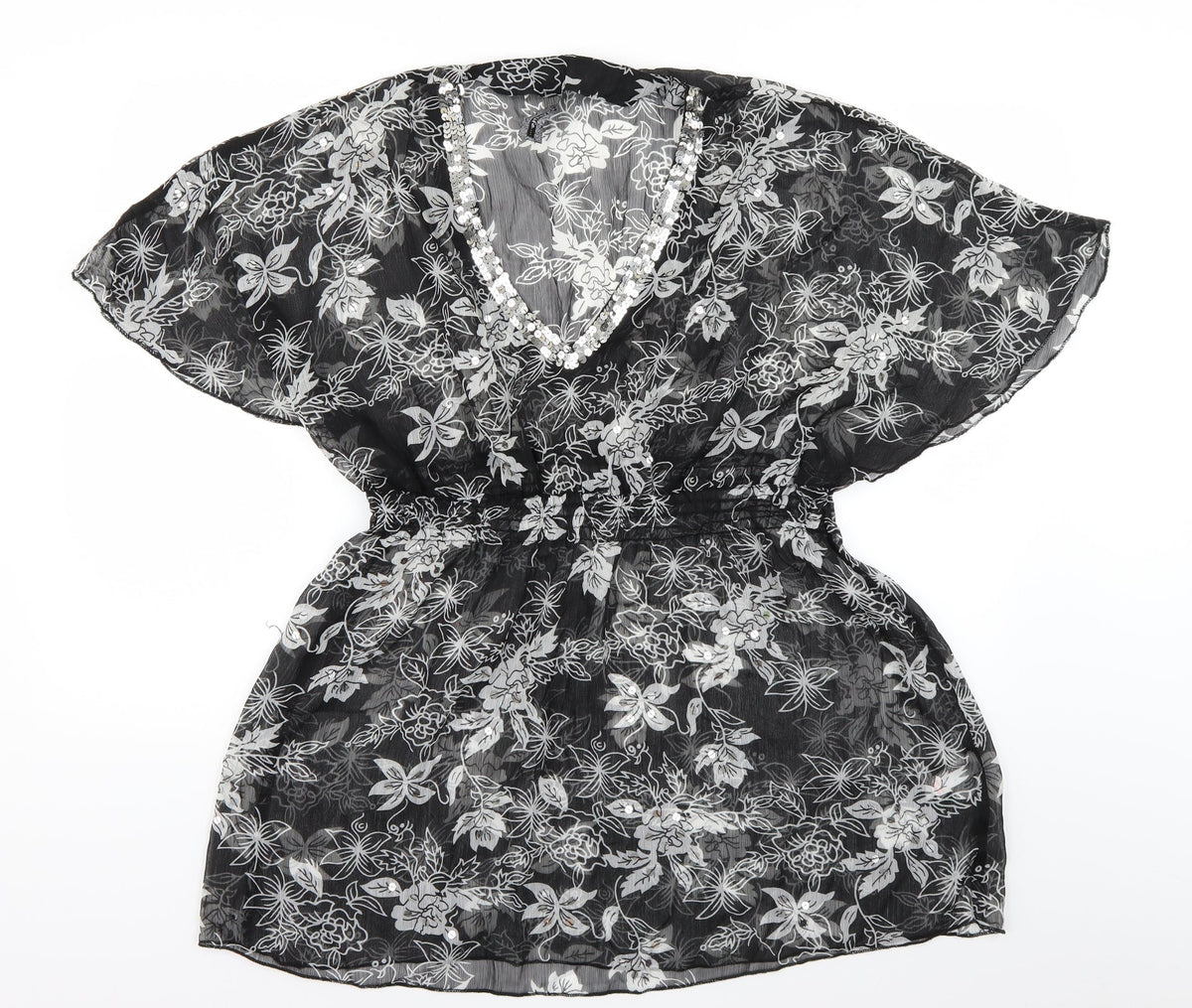 beachlife Womens Black Floral  Pullover Casual Size M