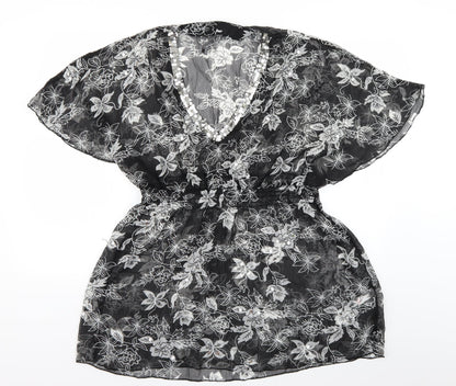 beachlife Womens Black Floral  Pullover Casual Size M