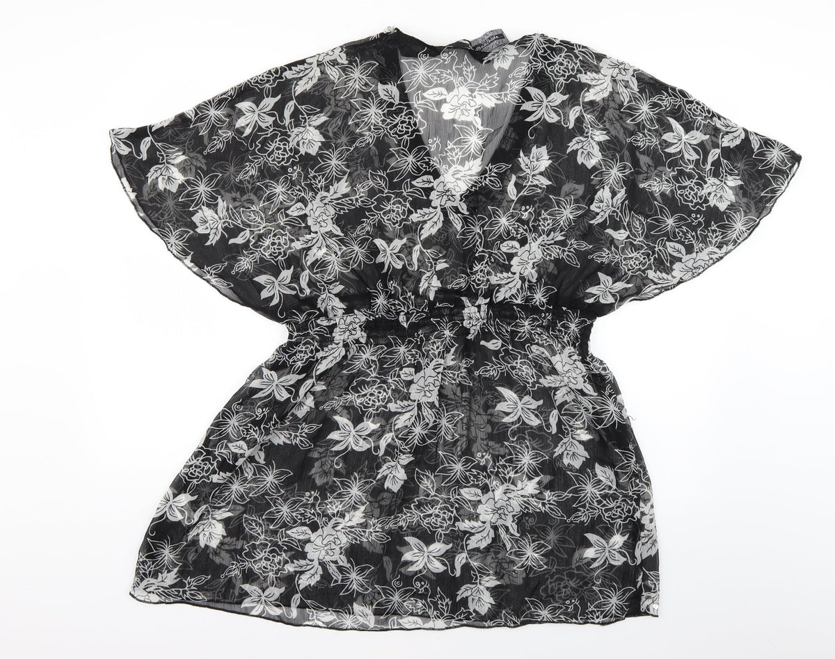 beachlife Womens Black Floral  Pullover Casual Size M