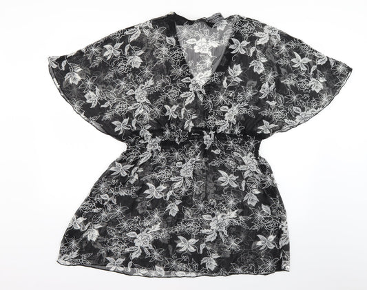 beachlife Womens Black Floral  Pullover Casual Size M