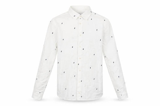 Marks & Spencer Boys White Geometric  Basic Button-Up Size 12-13 Years