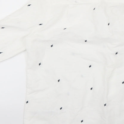 Marks & Spencer Boys White Geometric  Basic Button-Up Size 12-13 Years