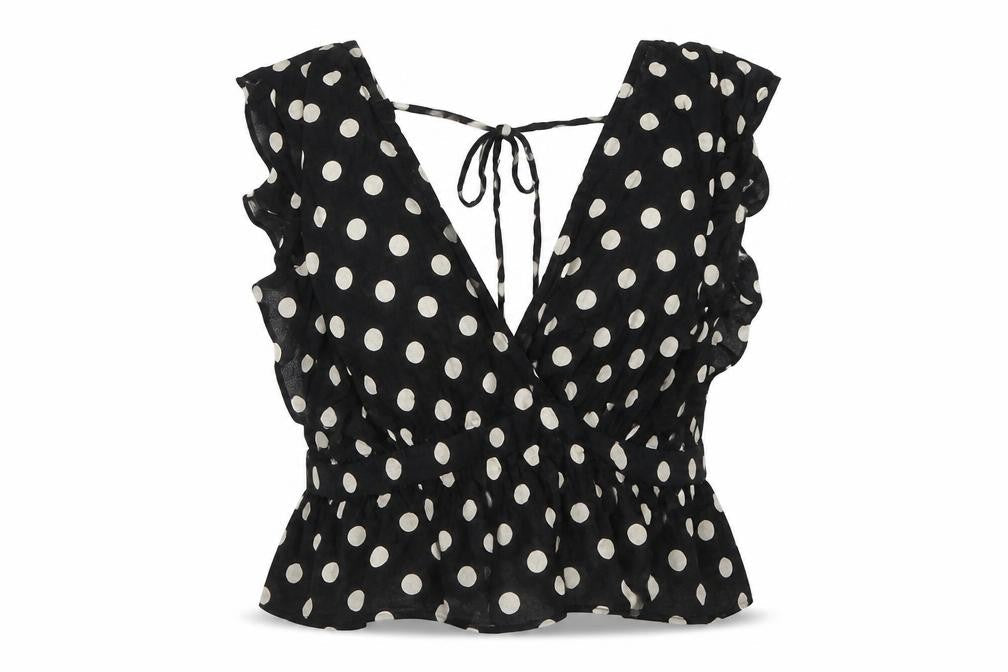 Womens UK Size 8 Topshop Black Wrap Blouse