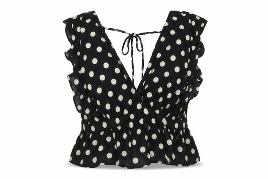 Womens UK Size 8 Topshop Black Wrap Blouse