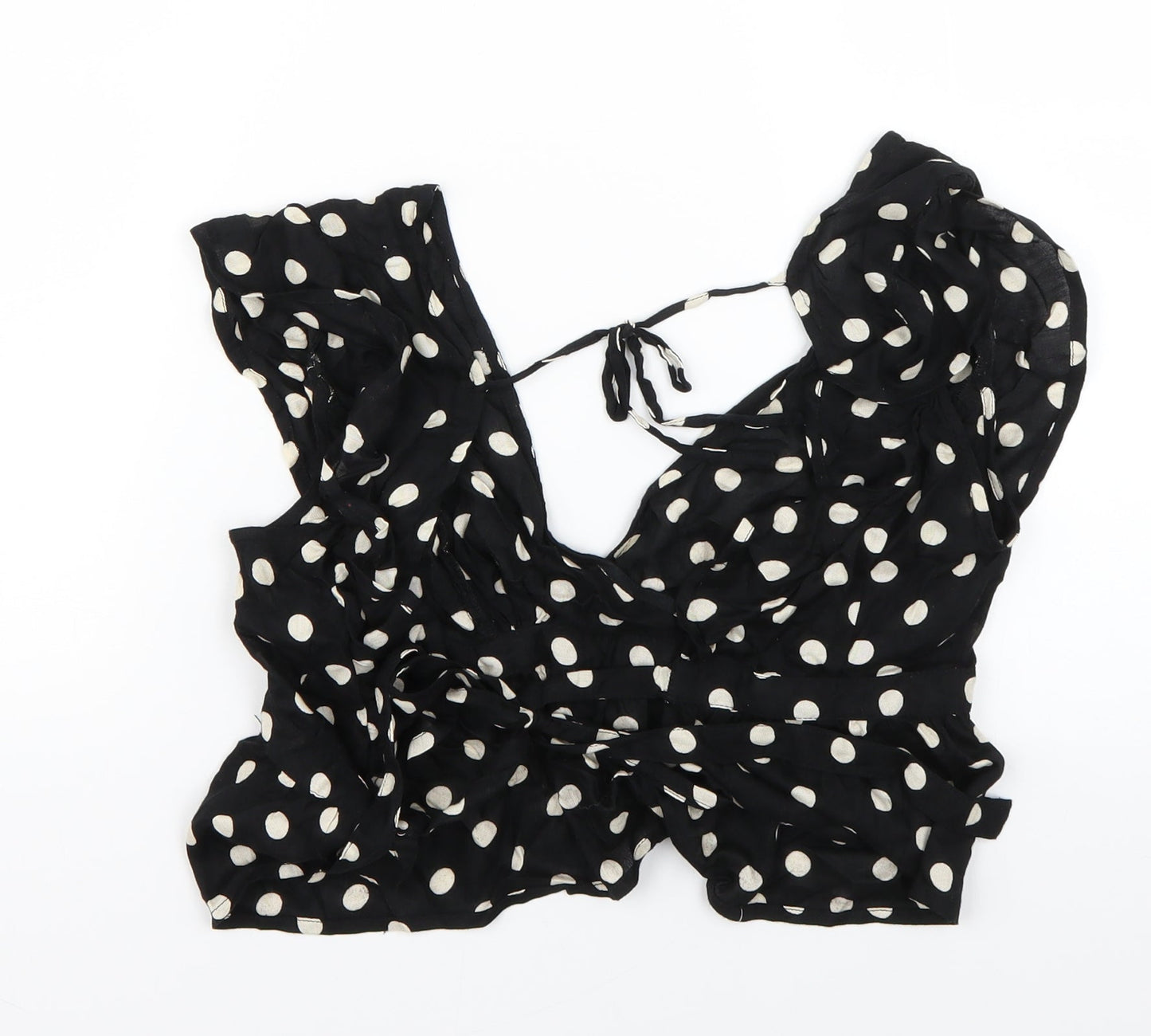 Womens UK Size 8 Topshop Black Wrap Blouse