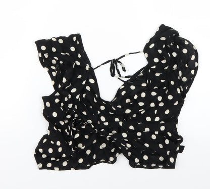 Womens UK Size 8 Topshop Black Wrap Blouse