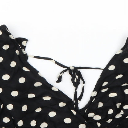 Womens UK Size 8 Topshop Black Wrap Blouse