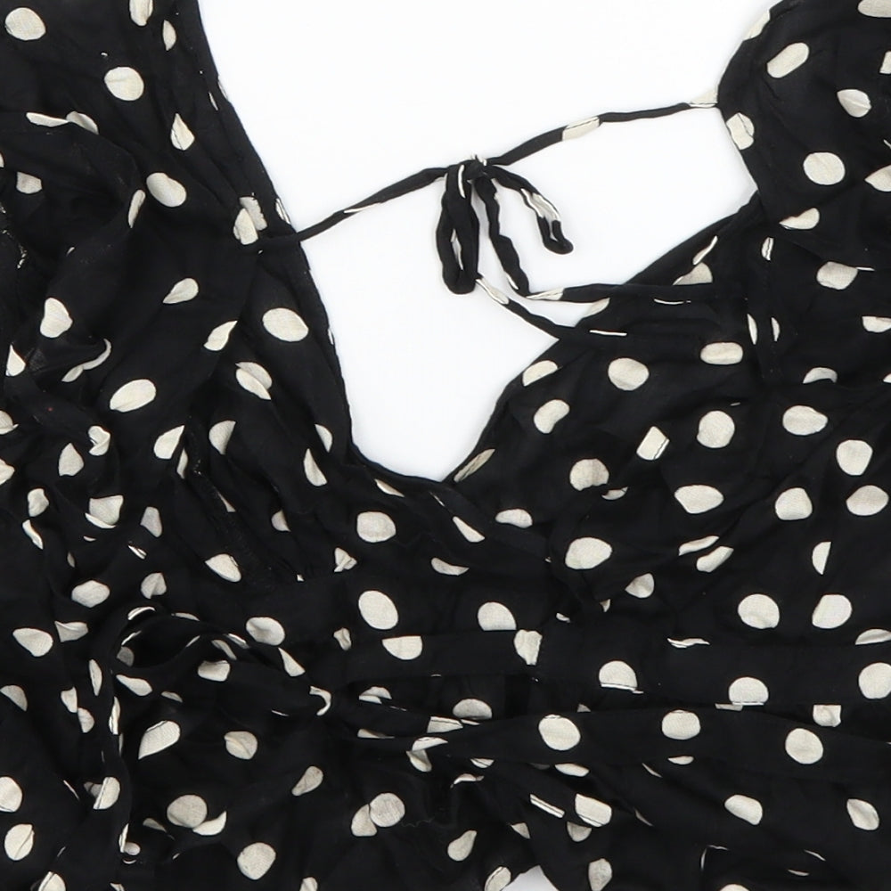 Womens UK Size 8 Topshop Black Wrap Blouse