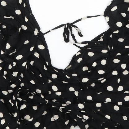 Womens UK Size 8 Topshop Black Wrap Blouse