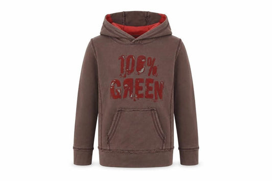 100% green Boys Brown Geometric  Pullover Hoodie Size 10 Years