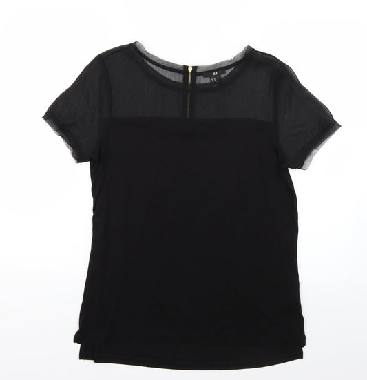 Womens UK Size M H&M Black Basic Blouse