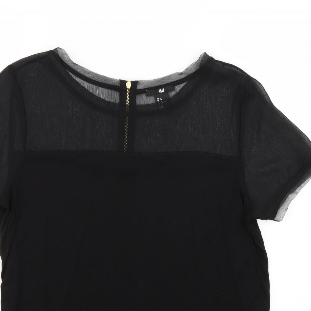 Womens UK Size M H&M Black Basic Blouse