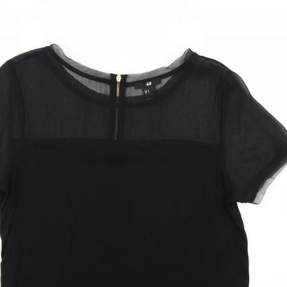 Womens UK Size M H&M Black Basic Blouse