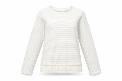 Marks & Spencer Girls White Striped Knit Pullover Jumper Size 13-14 Years
