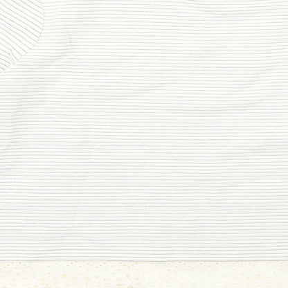 Marks and Spencer Girls White Striped Knit Pullover Jumper Size 13-14 Years