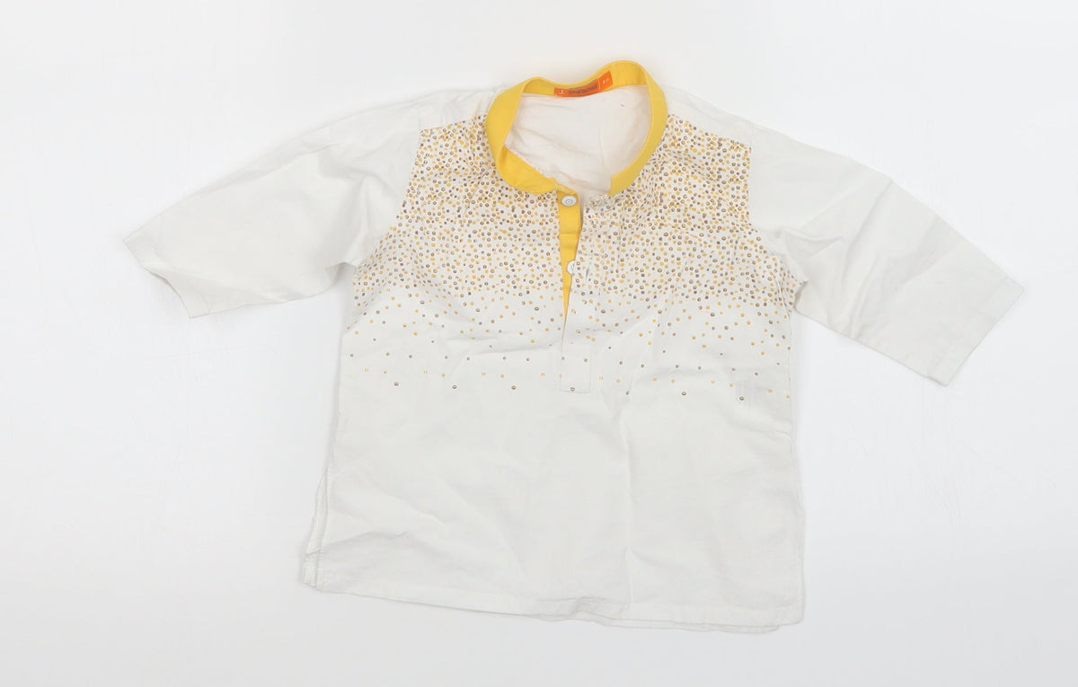 J Infants Boys White Animal Print  Basic Polo Size 6-9 Months
