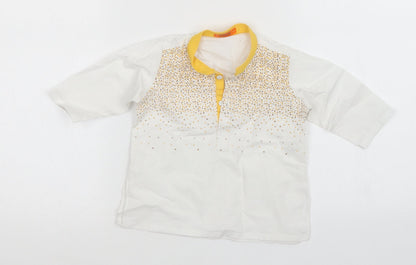 J Infants Boys White Animal Print  Basic Polo Size 6-9 Months