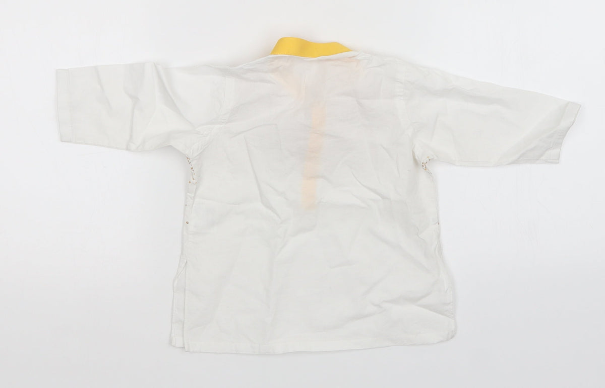 J Infants Boys White Animal Print  Basic Polo Size 6-9 Months
