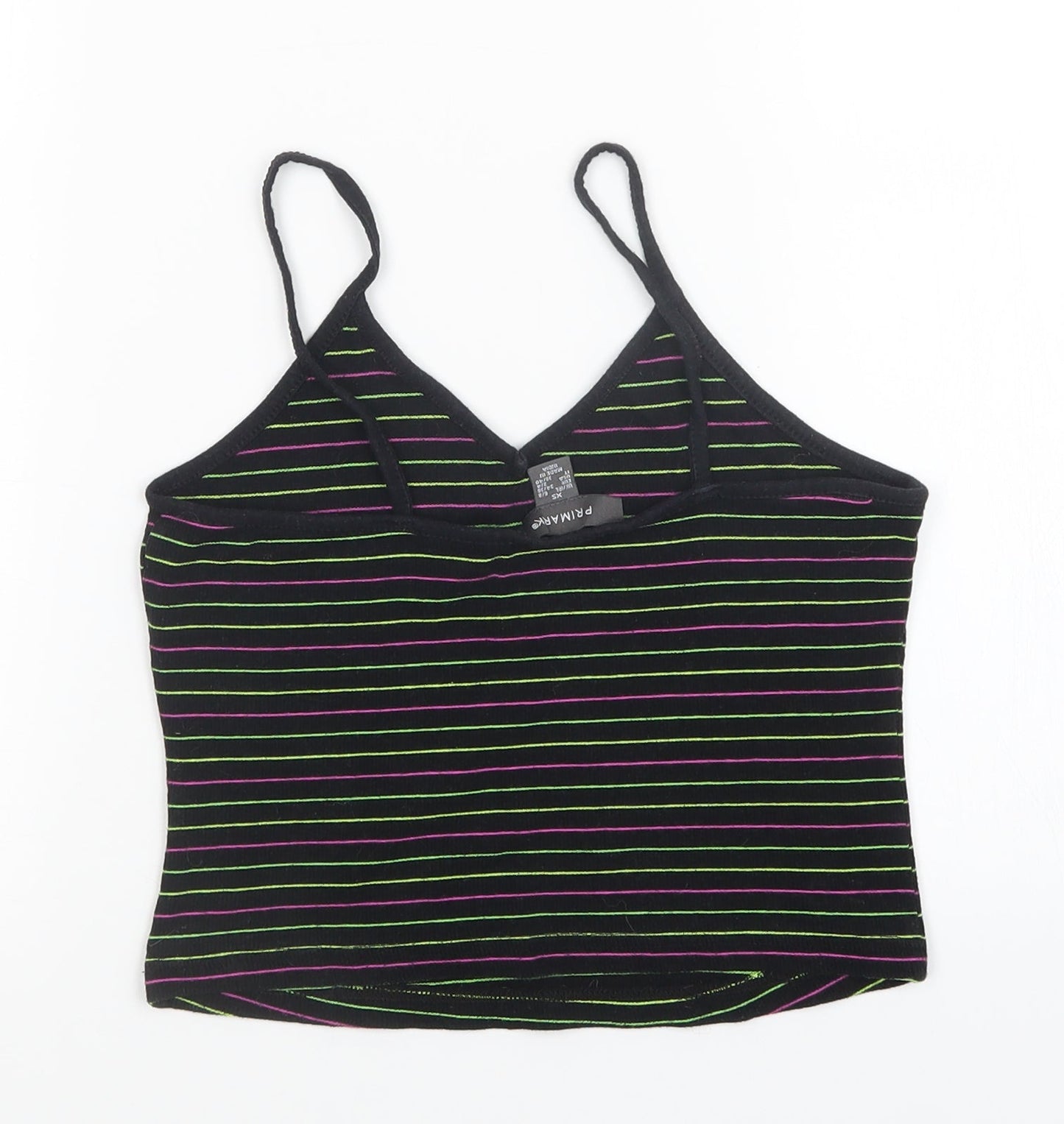 primark  Womens Multicoloured Striped  Cropped T-Shirt Size XS