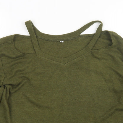 Womens UK Size M Preworn Green Pullover Jumper