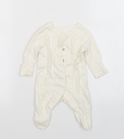 Earlydays Girls White Polka Dot  Babygrow One-Piece Size Newborn