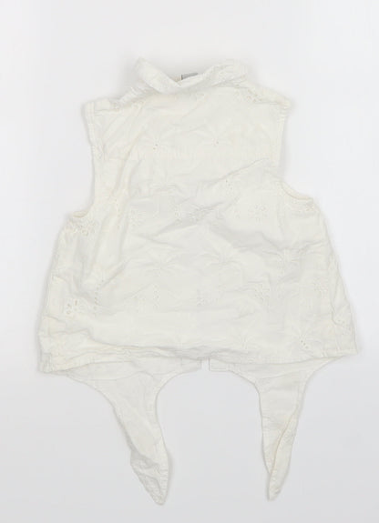 TU Girls White Floral  Basic Button-Up Size 7 Years