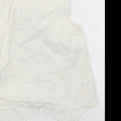 TU Girls White Floral  Basic Button-Up Size 7 Years