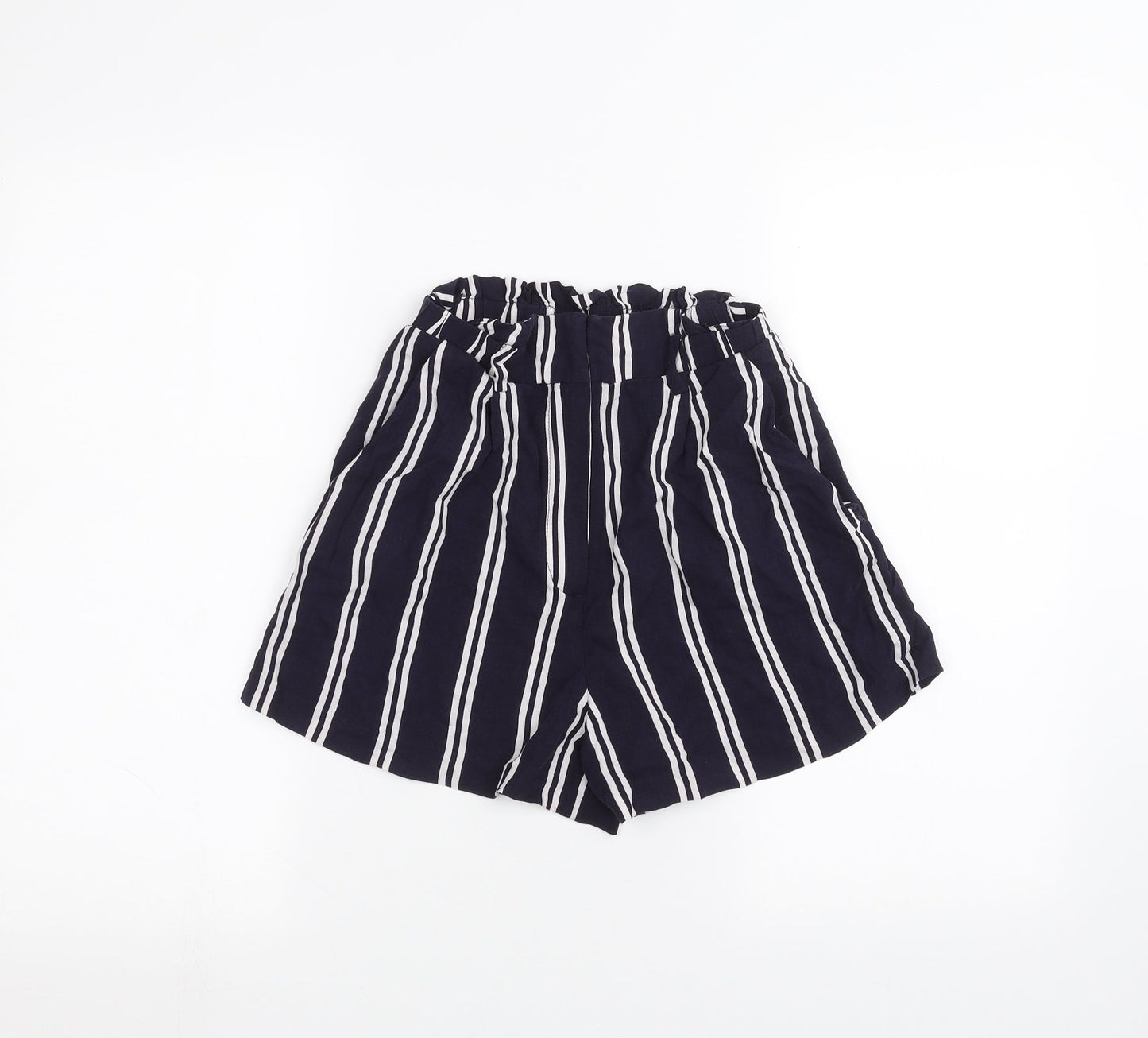 H&M Womens Blue Striped  Paperbag Shorts Size 4
