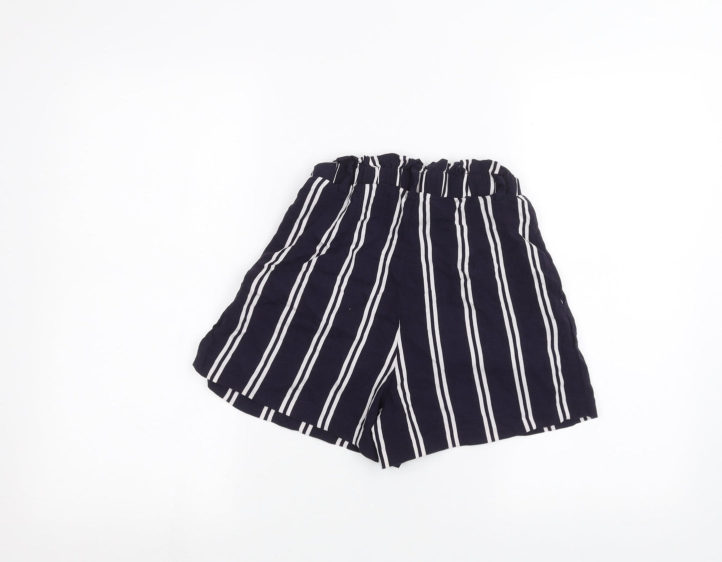 H&M Womens Blue Striped  Paperbag Shorts Size 4
