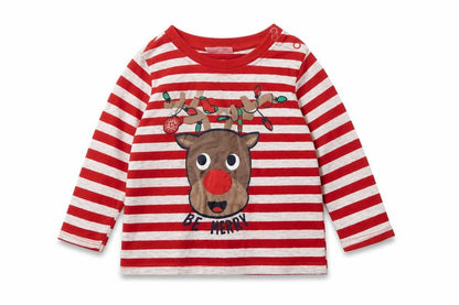 Front view of So Cute Baby Grey Striped Basic T-Shirt, size 9-12, Months - christmas