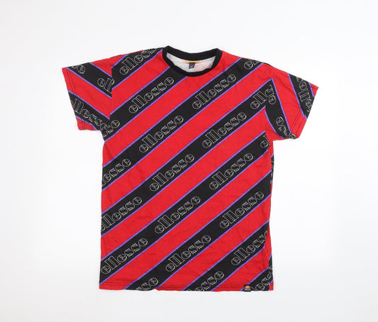 ellesse Womens Red Striped  Basic T-Shirt Size 8