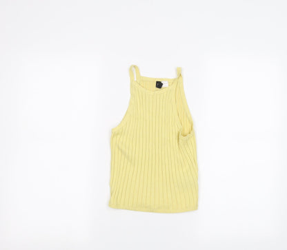Womens UK Size S H&M Yellow Basic Tank